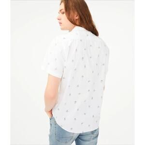 Aero Sign Language Button-Down 100% Cotton Shirt, Size Large